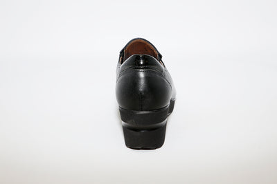 SOFTWAVES - 4.81.05 MEDIUM WEDGE LADIES SHOE - BLACK LEATHER