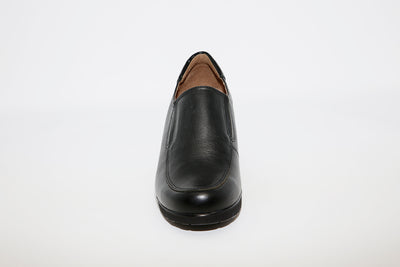 SOFTWAVES - 4.81.05 MEDIUM WEDGE LADIES SHOE - BLACK LEATHER