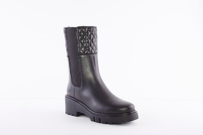 UNISA - JABANO MEDIUM BLOCK HEEL 3/4 LENGTH BOOT - BLACK LEATHER