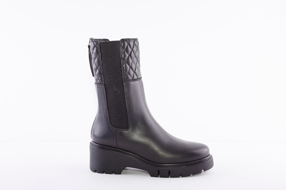 UNISA - JABANO MEDIUM BLOCK HEEL 3/4 LENGTH BOOT - BLACK LEATHER