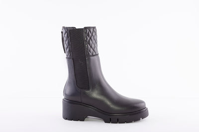 UNISA - JABANO MEDIUM BLOCK HEEL 3/4 LENGTH BOOT - BLACK LEATHER