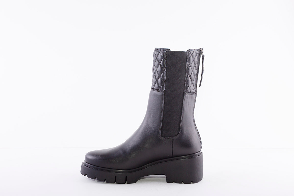 UNISA - JABANO MEDIUM BLOCK HEEL 3/4 LENGTH BOOT - BLACK LEATHER