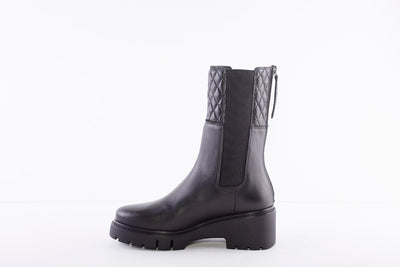 UNISA - JABANO MEDIUM BLOCK HEEL 3/4 LENGTH BOOT - BLACK LEATHER