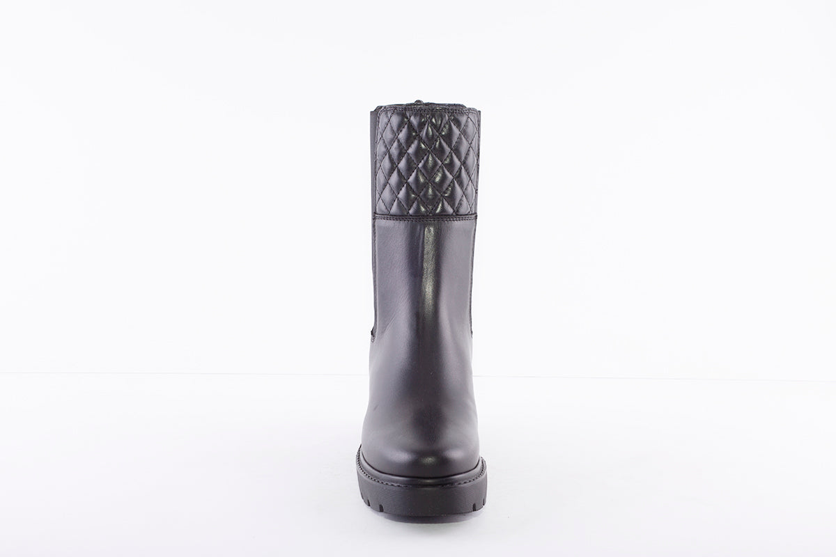 UNISA - JABANO MEDIUM BLOCK HEEL 3/4 LENGTH BOOT - BLACK LEATHER