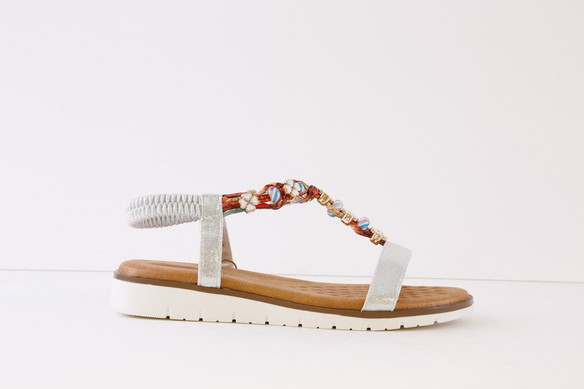 LUNAR - JLH363 TEMPO-FLAT FASHION SANDAL - SILVER