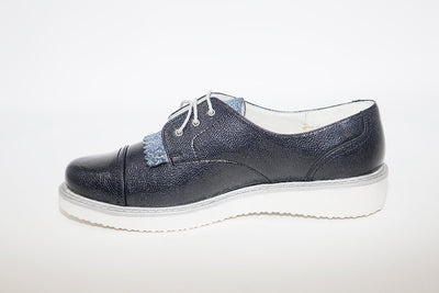 INEA - FELINE FLAT LACED SHOE - NAVY PATENT