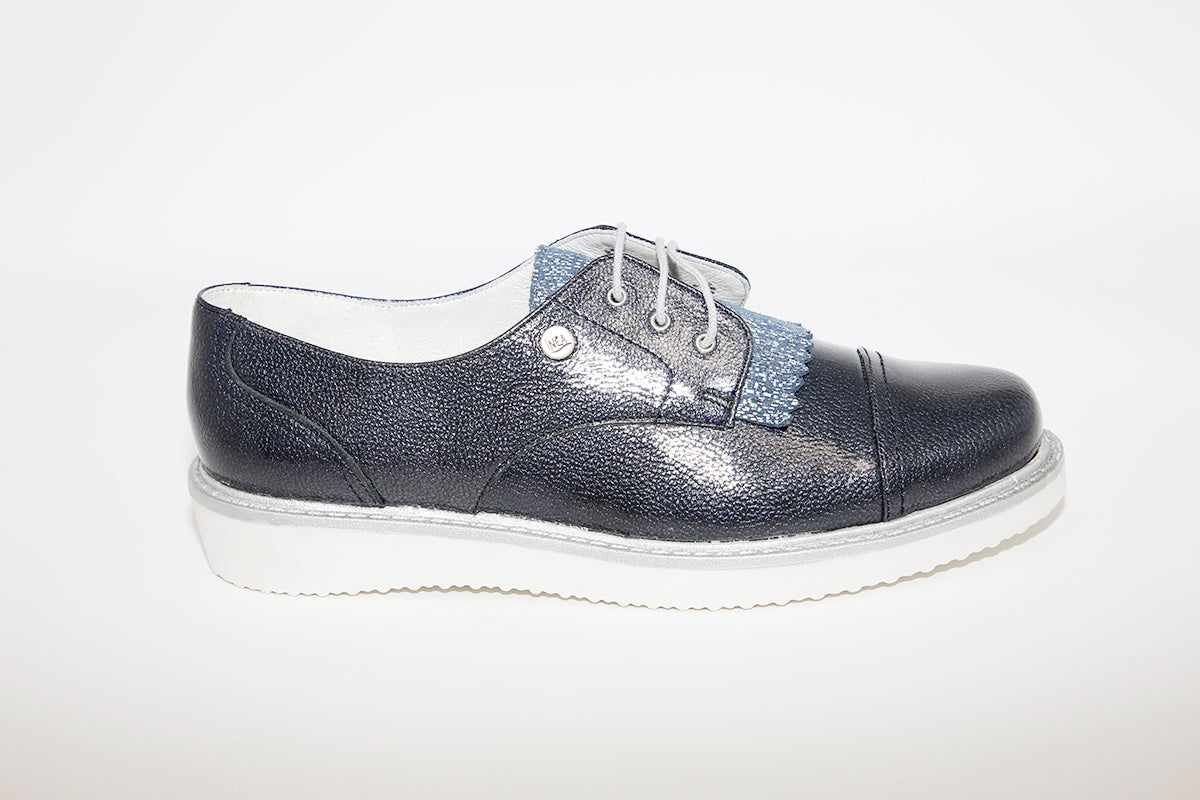 INEA - FELINE FLAT LACED SHOE - NAVY PATENT