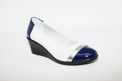 INEA - RUDY MEDIUM WEDGE POMP - WHITE/NAVY