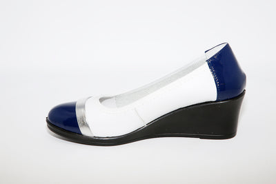 INEA - RUDY MEDIUM WEDGE POMP - WHITE/NAVY