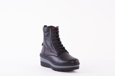 NOTTON - 0657 LACED WEDGE BOOT - BLACK
