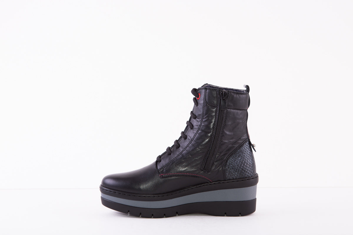 NOTTON - 0657 LACED WEDGE BOOT - BLACK