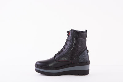 NOTTON - 0657 LACED WEDGE BOOT - BLACK