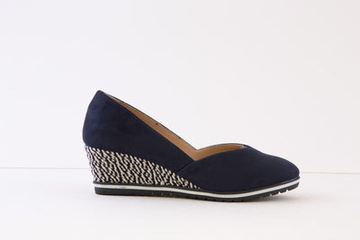 TAMARIS - 22417-805 MEDIUM WEDGE SLIP-ON SHOE - NAVY SUEDE