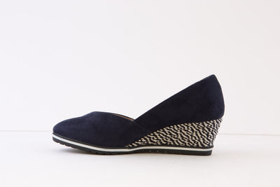 TAMARIS - 22417-805 MEDIUM WEDGE SLIP-ON SHOE - NAVY SUEDE