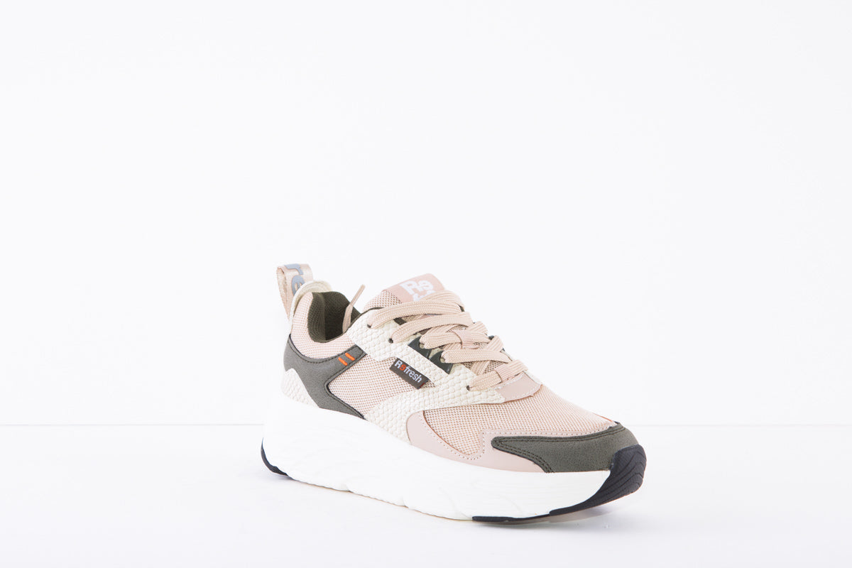 REFRESH 170129  CHUNKY LACED FASHION SHOE - BEIGE COMBI