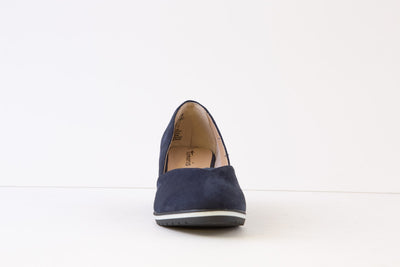 TAMARIS - 22417-805 MEDIUM WEDGE SLIP-ON SHOE - NAVY SUEDE