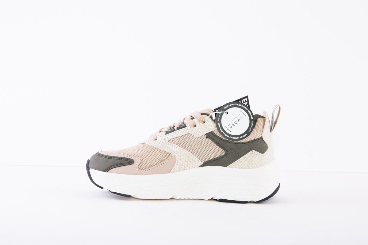 REFRESH 170129  CHUNKY LACED FASHION SHOE - BEIGE COMBI