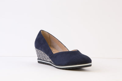 TAMARIS - 22417-805 MEDIUM WEDGE SLIP-ON SHOE - NAVY SUEDE