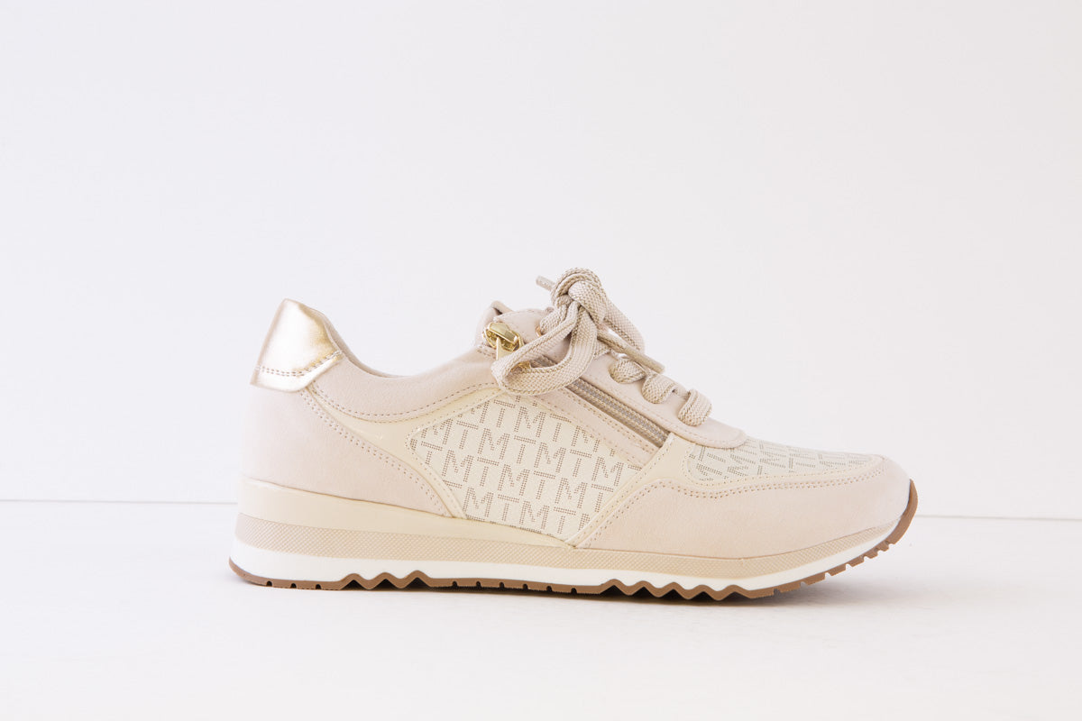 MARCO TOZZI - 23749-402 FLAT ZIP/LACE SHOE - CREAM COMBI
