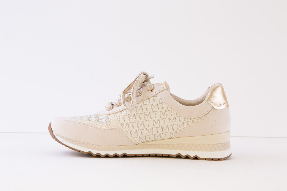 MARCO TOZZI - 23749-402 FLAT ZIP/LACE SHOE - CREAM COMBI