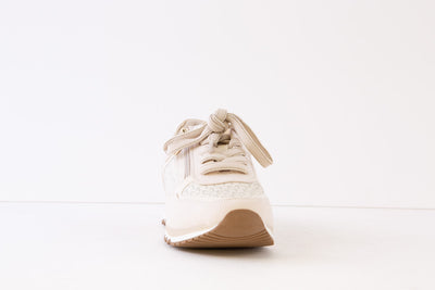 MARCO TOZZI - 23749-402 FLAT ZIP/LACE SHOE - CREAM COMBI
