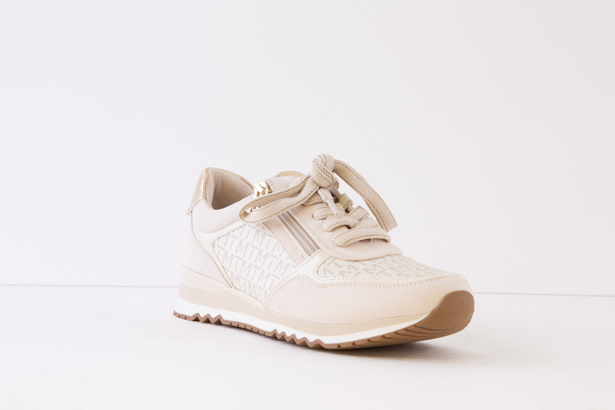 MARCO TOZZI - 23749-402 FLAT ZIP/LACE SHOE - CREAM COMBI