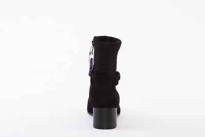 CAPRICE 25306-019  MEDIUM HEEL STRETCH ZIP ANKLE BOOT - BLACK SUEDE
