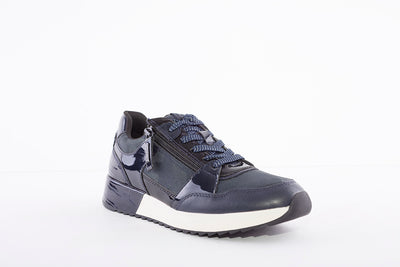 TAMARIS - LOW WEDGE LACED FASHION TRAINER WITH SIDE ZIP - NAVY MULTI