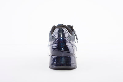 TAMARIS - LOW WEDGE LACED FASHION TRAINER WITH SIDE ZIP - NAVY MULTI