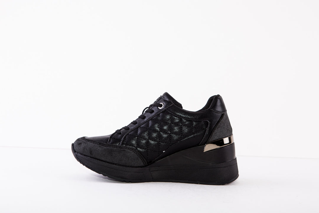 XTI 140063 ZIP/LACE WEDGE SHOE - BLACK – Victor Dwyer Ladies