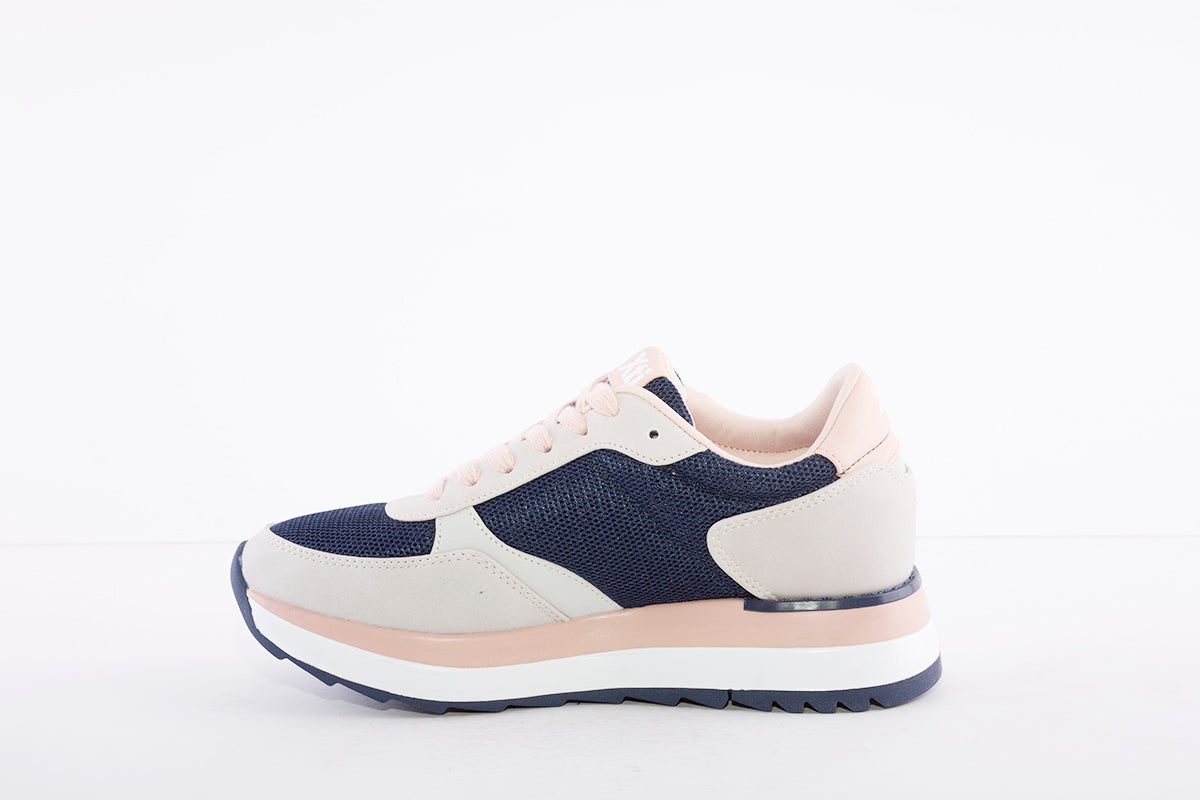 XTI - 43436 LACED FASHION TRAINER - NAVY/GREY/PINK