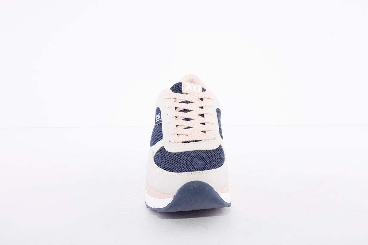 XTI - 43436 LACED FASHION TRAINER - NAVY/GREY/PINK
