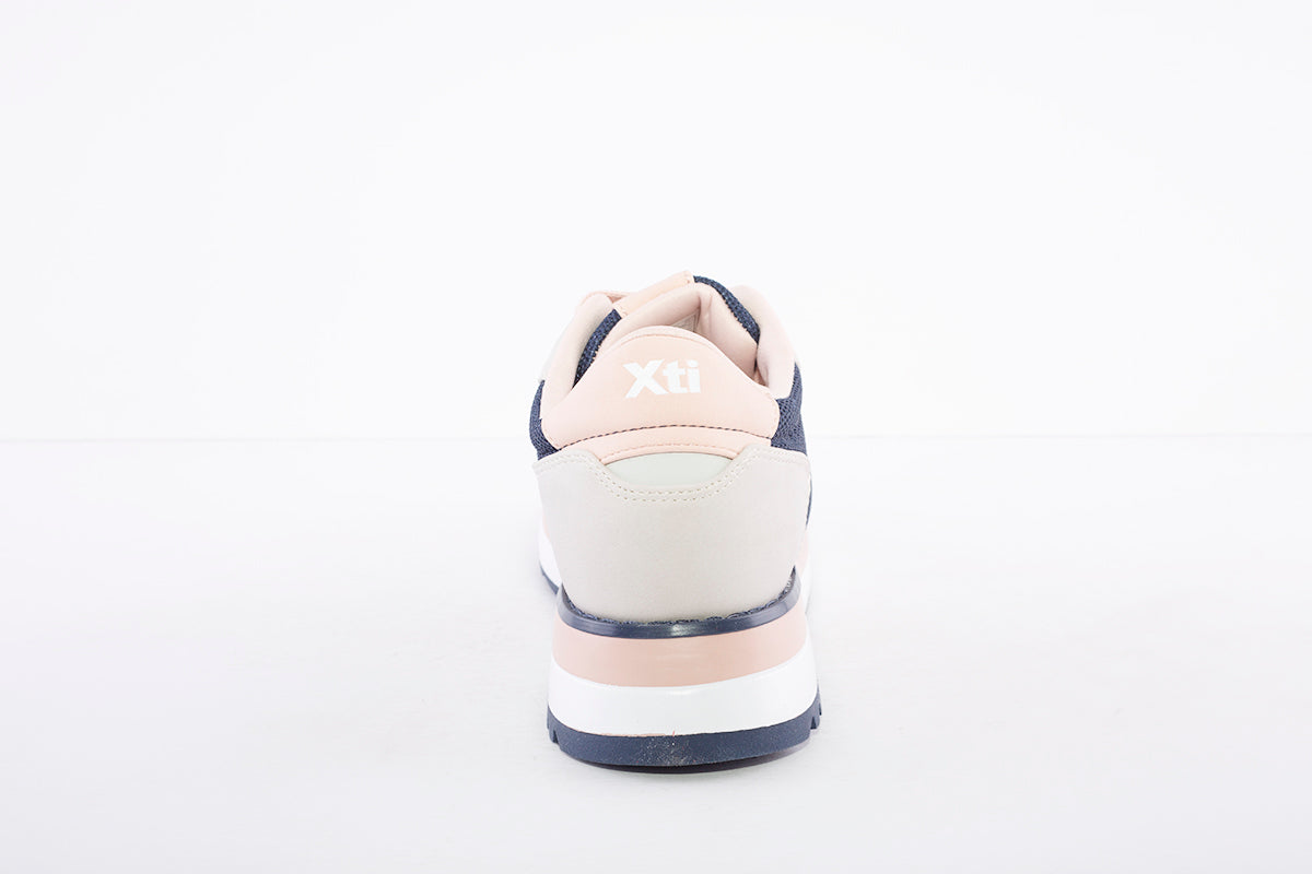 XTI - 43436 LACED FASHION TRAINER - NAVY/GREY/PINK