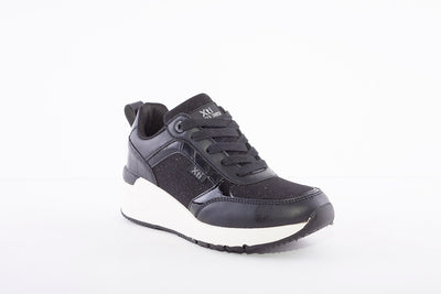 XTI - 43122 LACED WEDGE FASHION TRAINER - BLACK COMBI
