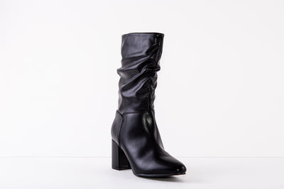 SPROX 566940 MEDIUM HEEL CALF-LENGTH BOOT - BLACK MATT