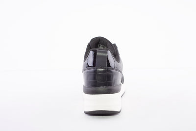 XTI - 43122 LACED WEDGE FASHION TRAINER - BLACK COMBI