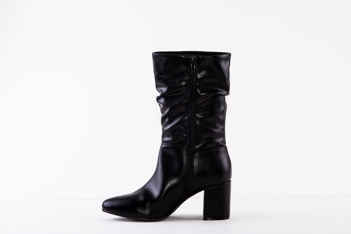 SPROX 566940 MEDIUM HEEL CALF-LENGTH BOOT - BLACK MATT