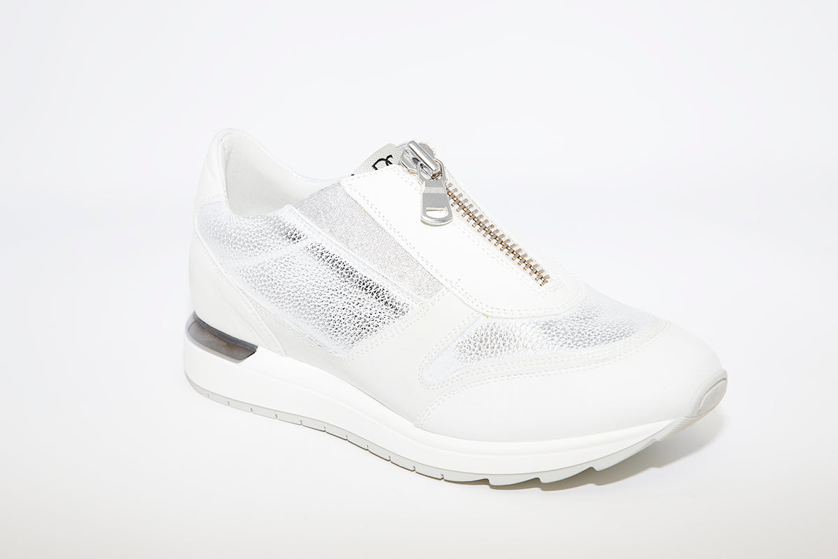 DLS SPORT - 3839 A FLAT ZIP FASHION SHOE - WHITE MULTI