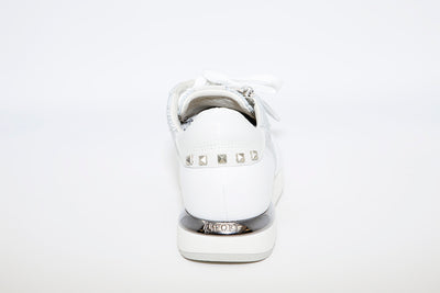DLS SPORT - 3837 A FLAT LACED FASHION SHOE - WHITE/SILVER