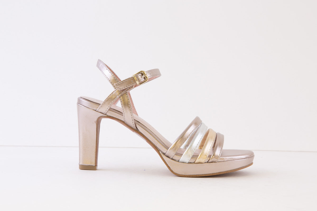MARCO TOZZI - 28309-532 HIGH HEEL STRAPPY SANDAL - GOLD MULTI