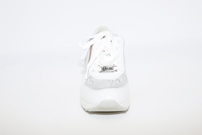 DLS SPORT - 3837 A FLAT LACED FASHION SHOE - WHITE/SILVER