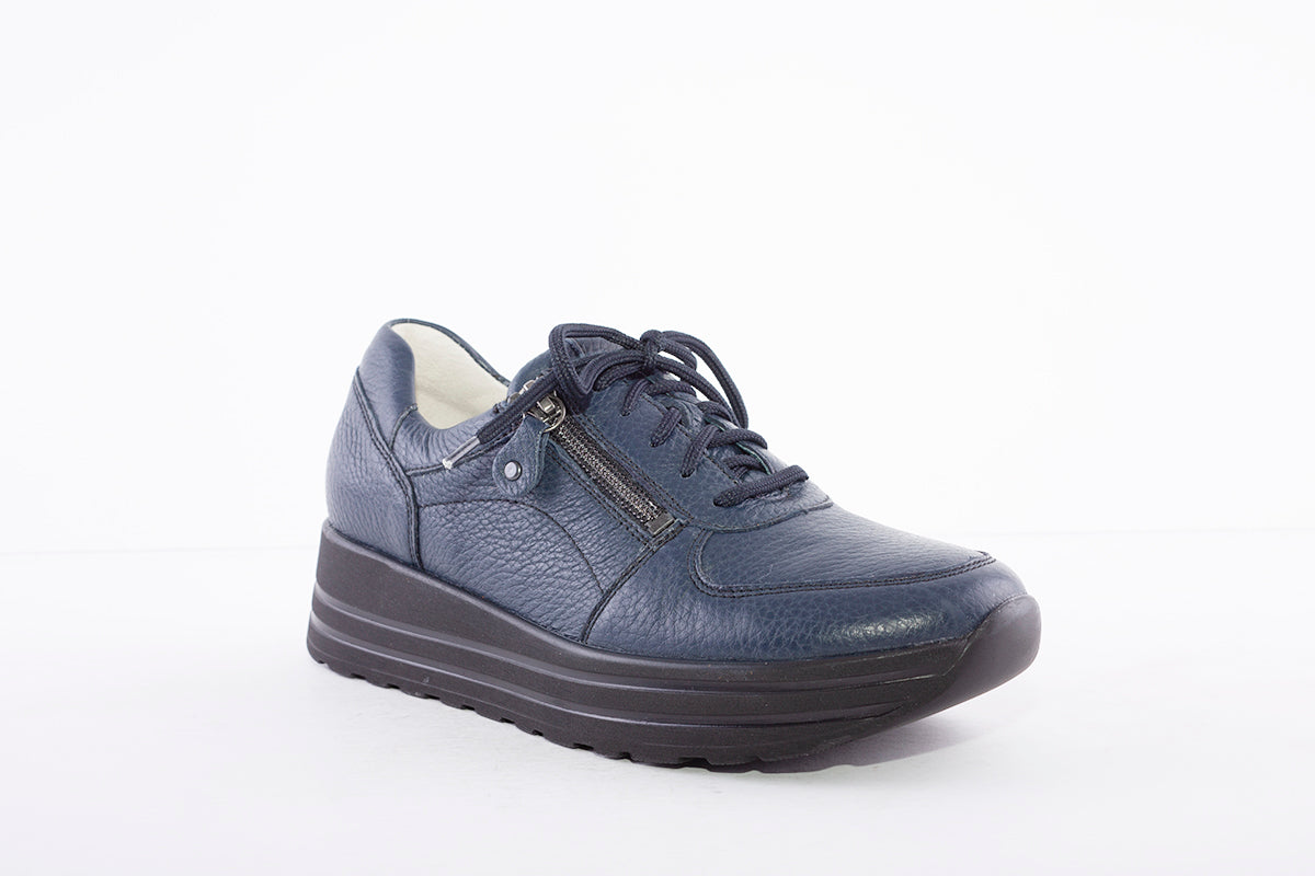 WALDLAUFER - 758009 LANA-LACED WEDGE COMFORT SHOE - NAVY