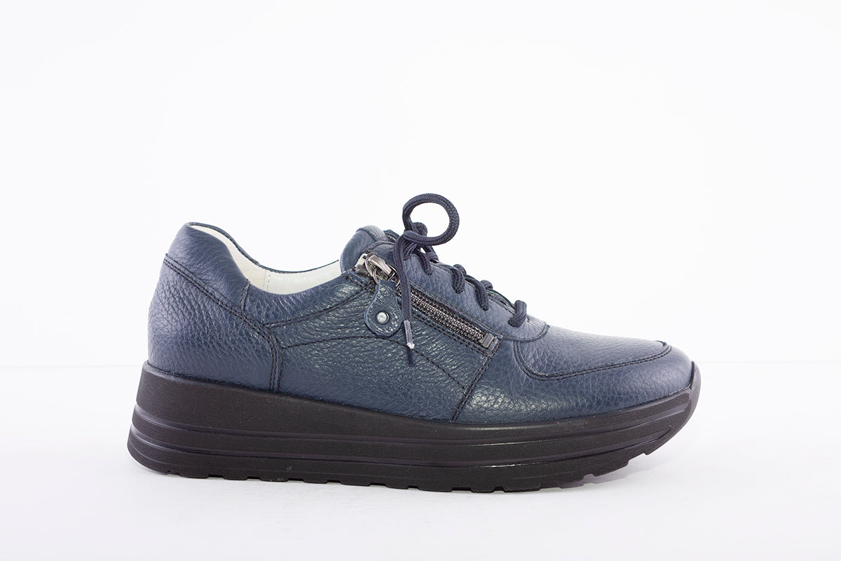 WALDLAUFER - 758009 LANA-LACED WEDGE COMFORT SHOE - NAVY