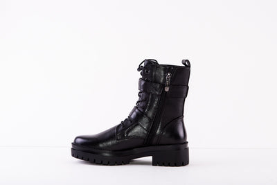 REGARDE LE CEIL OLGA-30 DOUBLE FRONT BUCKLE FLAT LACED BOOT - BLACK