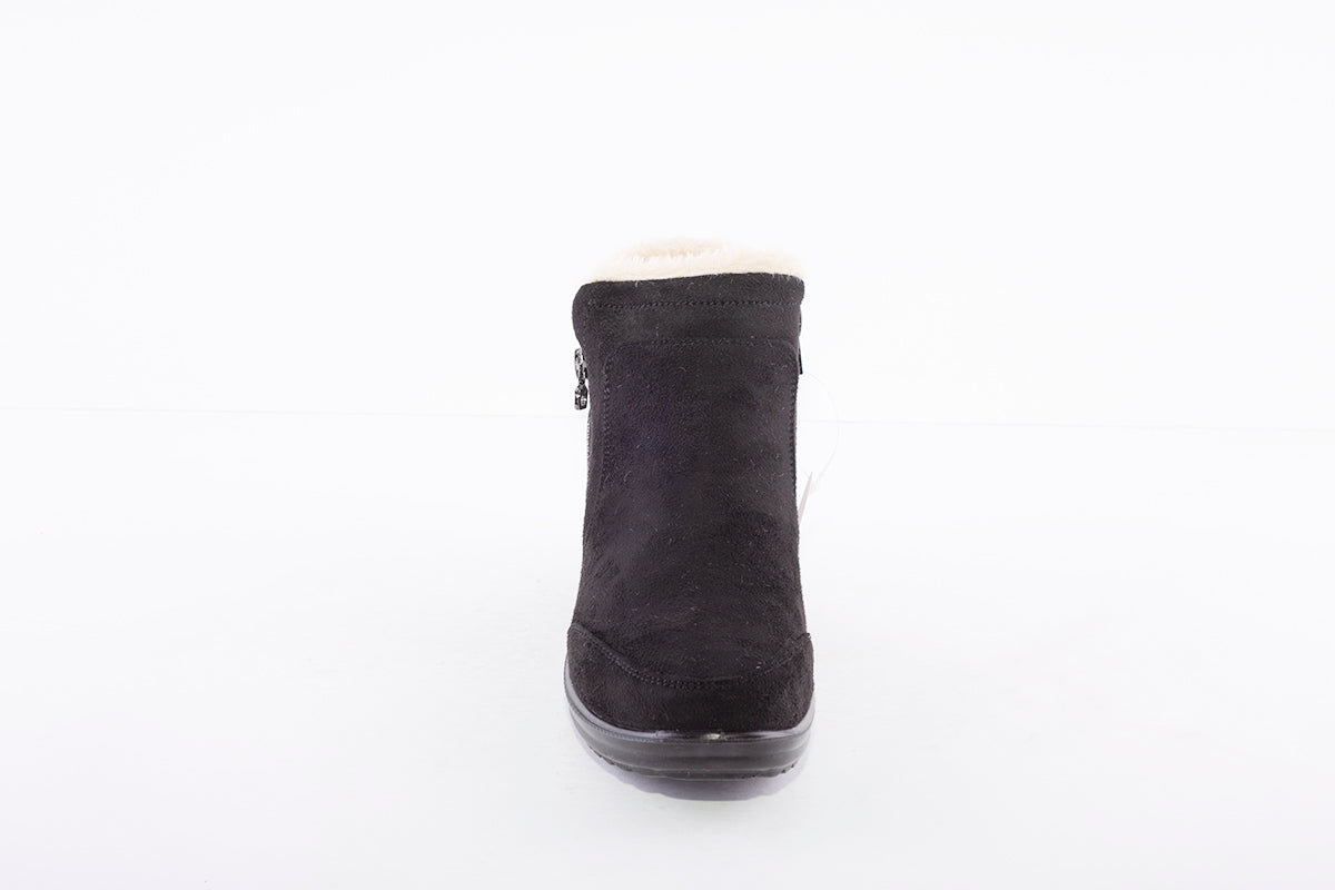 PROPET - WW1526 FLAT ZIP ANKLE COSY LINED BOOT - BLACK SUEDE