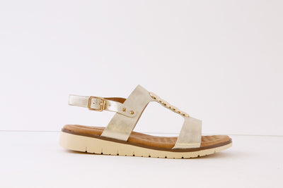 LUNAR - JLH291 NIXON FLAT STRAP FASHION SANDAL - GOLD