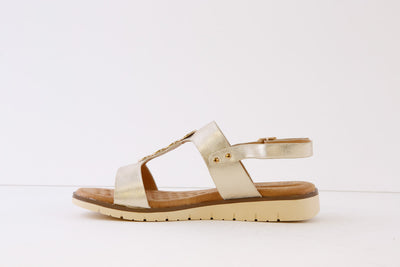 LUNAR - JLH291 NIXON FLAT STRAP FASHION SANDAL - GOLD