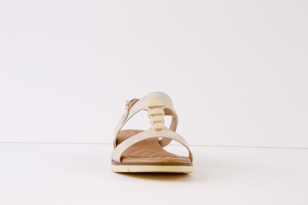 LUNAR - JLH291 NIXON FLAT STRAP FASHION SANDAL - GOLD