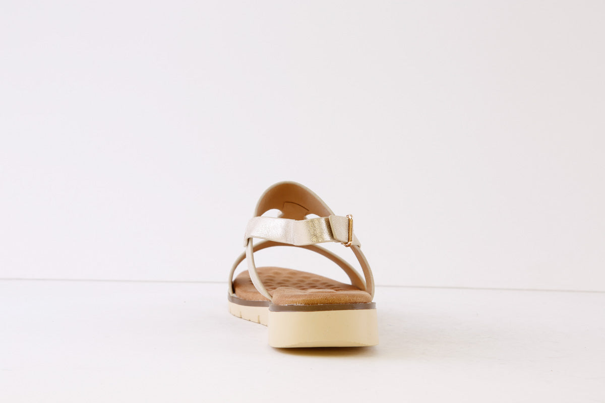 LUNAR - JLH291 NIXON FLAT STRAP FASHION SANDAL - GOLD
