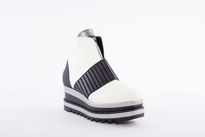 MARCO MOREO - A207 CHUNKY FASHION ANKLE BOOT - CREAM/BLACK